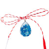 Martisor Premium, tip Pandativ, Transparent, cu Floare Naturala, Lucrat Manual, Forma de Teardrop, Dimensiuni 2 x 1.5 cm, Albastru