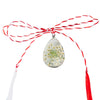 Martisor Premium, tip Pandativ, Transparent, cu Floare Naturala, Lucrat Manual, Forma de Teardrop, Dimensiuni 2 x 1.5 cm, Alb