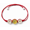 Martisor Premium, tip Bratara, Transparent, cu Flori Naturale, Lucrat Manual, Galben/Alb