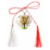 Martisor Premium, tip Pandativ, Transparent, cu Floare Naturala, Lucrat Manual, Forma de Inimioara, Dimensiuni 3 x 2 cm, Portocaliu