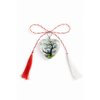 Martisor Premium, tip Pandativ, Transparent, cu Floare Naturala, Lucrat Manual, Forma de Inimioara, Dimensiuni 3 x 2 cm, Turcoaz