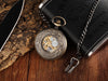 Ceas de Buzunar Vintage, Mecanic, cu Clapeta si Lant Inclus, Culoare Bronz
