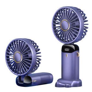 Ventilator Ultra Portabil, 3 in 1, De Mana, De Birou, De Gat, 5 Trepte de Viteza, Pliabil, cu Ecran LCD, Albastru