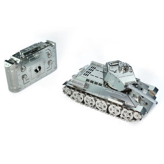 Kit Puzzle Mecanic 3D, Metal, TimeForMachine, Model Tanc cu Telecomanda T-34, 351 piese